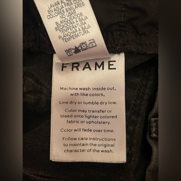 Frame black Le crop mini boot fringe hem jeans women’s size 23 - Picture 6 of 7